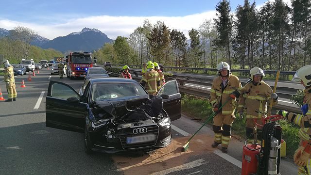 Einsatz 033 - A14D, Höhe Rastplatz - PKW von Gegenstand getroffen